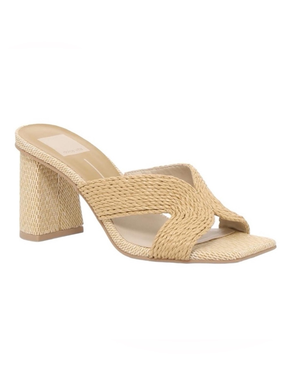 Dolce Vita Woven Straw Block Heel Slide Sandal Size 8W